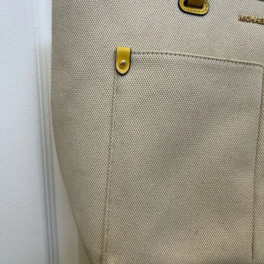 Michael Kors Cream and Yellow Leather Tote - Picture 2 of 15